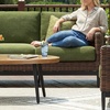 image:imageSignature Design by Ashley Horizon Hall Casual Outdoor Sofa with Cushions RustResistant Aluminum Frame Handwoven Resin Wicker 3Seat Patio Couch for Deck or Sunroom Green amp Dark Brown 88 W