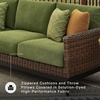image:imageSignature Design by Ashley Horizon Hall Casual Outdoor Sofa with Cushions RustResistant Aluminum Frame Handwoven Resin Wicker 3Seat Patio Couch for Deck or Sunroom Green amp Dark Brown 88 W