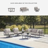 image:imageSignature Design by Ashley North Island Outdoor Loveseat PowderCoated Aluminum Frame UVResistant Nuvella Fabric Cushions Contemporary Porch and Patio Seating GrayWood Tones
