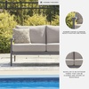 image:imageSignature Design by Ashley North Island Outdoor Loveseat PowderCoated Aluminum Frame UVResistant Nuvella Fabric Cushions Contemporary Porch and Patio Seating GrayWood Tones