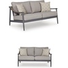 image:imageSignature Design by Ashley North Island Outdoor Loveseat PowderCoated Aluminum Frame UVResistant Nuvella Fabric Cushions Contemporary Porch and Patio Seating GrayWood Tones