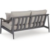image:imageSignature Design by Ashley North Island Outdoor Loveseat PowderCoated Aluminum Frame UVResistant Nuvella Fabric Cushions Contemporary Porch and Patio Seating GrayWood Tones