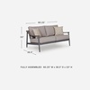 image:imageSignature Design by Ashley North Island Outdoor Loveseat PowderCoated Aluminum Frame UVResistant Nuvella Fabric Cushions Contemporary Porch and Patio Seating GrayWood Tones