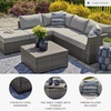 image:imageSignature Design by Ashley Petal Road 4Piece Outdoor Patio Furniture Set Modular Loveseat Sectional with Storage Table RustFree Aluminum and Resin Wicker Ideal for Backyard Seating Gray