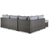 image:imageSignature Design by Ashley Petal Road 4Piece Outdoor Patio Furniture Set Modular Loveseat Sectional with Storage Table RustFree Aluminum and Resin Wicker Ideal for Backyard Seating Gray