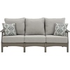 image:imageSignature Design by Ashley Visola Outdoor Loveseat With AllWeather HDPE Frame Nuvella Cushions Textured Wood Look for Patio and Deck Seating Gray 54 WSofa