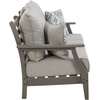 image:imageSignature Design by Ashley Visola Outdoor Loveseat With AllWeather HDPE Frame Nuvella Cushions Textured Wood Look for Patio and Deck Seating Gray 54 WSofa