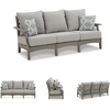 image:imageSignature Design by Ashley Visola Outdoor Loveseat With AllWeather HDPE Frame Nuvella Cushions Textured Wood Look for Patio and Deck Seating Gray 54 WSofa