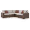 image:imageSignature Design by Ashley 3Piece Outdoor Patio Sectional Sofa Beige3Piece Outdoor Sectional