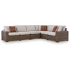 image:imageSignature Design by Ashley 3Piece Outdoor Patio Sectional Sofa Beige4Piece Outdoor Sectional
