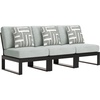 image:imageSignature Design by Ashley Beachloft Casual Square Outdoor Ottoman Cushion With Nuvella Cleanable Performance Fabric Light Gray amp Black 28 W x 28 D x 19 H3Piece Outdoor Sectional