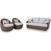 image:imageSignature Design by Ashley Cardiff Beach Patio Furniture Set with Swivel Chairs RustResistant Aluminum Frame AllWeather Wicker and Nuvella Performance Fabric Outdoor Seating for Poolside Beige