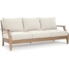 image:imageSignature Design by Ashley Carter Hall Outdoor Sofa UVResistant Nuvella Fabric Eucalyptus Wood Frame Patio Seating BeigeLinen