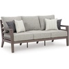 image:imageSignature Design by Ashley Hillside Barn Outdoor Loveseat with Cushion Heavy Duty Wind Resistant Resin Polymer and Nuvella Fabric Porch Couch for Patio and Sunroom GrayBrown 55 WDark Brown