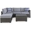 image:imageSignature Design by Ashley Petal Road 4Piece Outdoor Patio Furniture Set Modular Loveseat Sectional with Storage Table RustFree Aluminum and Resin Wicker Ideal for Backyard Seating Gray