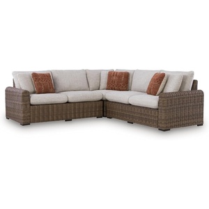 image:imageSignature Design by Ashley 3Piece Outdoor Patio Sectional Sofa Beige3Piece Outdoor Sectional