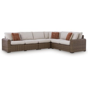 image:imageSignature Design by Ashley 3Piece Outdoor Patio Sectional Sofa Beige4Piece Outdoor Sectional
