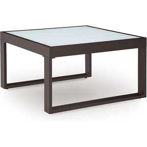image:imageSignature Design by Ashley Beachloft Casual Square Outdoor Ottoman Cushion With Nuvella Cleanable Performance Fabric Light Gray amp Black 28 W x 28 D x 19 HCoffee Table
