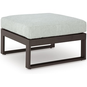 image:imageSignature Design by Ashley Beachloft Casual Square Outdoor Ottoman Cushion With Nuvella Cleanable Performance Fabric Light Gray amp Black 28 W x 28 D x 19 HOttoman