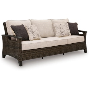 image:imageSignature Design by Ashley Drakes Beach 3Seat Outdoor Sofa Brown Wicker