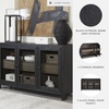 image:imageSignature Design by Ashley 60 Black Buffet Accent Cabinet 3 Glass Doors