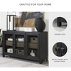 image:imageSignature Design by Ashley 60 Black Buffet Accent Cabinet 3 Glass Doors