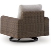 image:imageSignature Design by Ashley Angel Island Outdoor Rocking Chair 360Degree Swivel Lounge Comfort Aluminum Frame Resin Wicker With Nuvella Fabric For Patio Porch Deck
