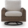 image:imageSignature Design by Ashley Angel Island Outdoor Rocking Chair 360Degree Swivel Lounge Comfort Aluminum Frame Resin Wicker With Nuvella Fabric For Patio Porch Deck