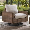 image:imageSignature Design by Ashley Angel Island Outdoor Rocking Chair 360Degree Swivel Lounge Comfort Aluminum Frame Resin Wicker With Nuvella Fabric For Patio Porch Deck