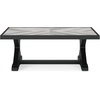image:imageSignature Design by Ashley Beachcroft Farmhouse Weather and Rust Resistant Outdoor Coffee Table with Porcelain Tabletop Black amp Light GrayBlack