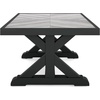 image:imageSignature Design by Ashley Beachcroft Farmhouse Weather and Rust Resistant Outdoor Coffee Table with Porcelain Tabletop Black amp Light GrayBlack