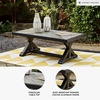 image:imageSignature Design by Ashley Beachcroft Farmhouse Weather and Rust Resistant Outdoor Coffee Table with Porcelain Tabletop Black amp Light GrayBlack