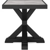 image:imageSignature Design by Ashley Beachcroft Farmhouse Weather and Rust Resistant Outdoor End Table with Porcelain Tabletop Black amp Light GrayBlack