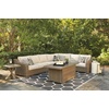 image:imageSignature Design by Ashley Beachcroft Farmhouse Weather and Rust Resistant Outdoor End Table with Porcelain Tabletop Black amp Light GrayNatural