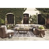 image:imageSignature Design by Ashley Beachcroft Farmhouse Weather and Rust Resistant Outdoor End Table with Porcelain Tabletop Black amp Light GrayNatural
