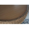 image:imageSignature Design by Ashley Cardiff Beach Outdoor Coffee Table AllWeather Wicker Aluminum with WoodLook Top Poolside Patio Outside Table for Backyard or Deck