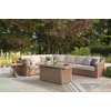 image:imageSignature Design by Ashley Carmel Bay Outdoor Square End Table Beige Patio Accent Table with Porcelain Top