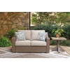 image:imageSignature Design by Ashley Carmel Bay Outdoor Square End Table Beige Patio Accent Table with Porcelain Top