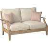 image:imageSignature Design by Ashley Clare View Coastal Outdoor Patio Eucalyptus Loveseat with Cushions Beige amp Clare View Outdoor Eucalyptus Wood Single Cushioned Lounge Chair BeigeLoveseat