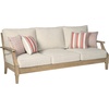 image:imageSignature Design by Ashley Clare View Coastal Outdoor Patio Eucalyptus Loveseat with Cushions Beige amp Clare View Outdoor Eucalyptus Wood Single Cushioned Lounge Chair BeigeSofa