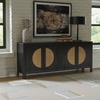 image:imageSignature Design by Ashley Cliffiings Contemporary 4Door Accent Cabinet with 2 Shelves Woven Cane Door Fronts Black amp Light Brown