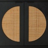 image:imageSignature Design by Ashley Cliffiings Contemporary 4Door Accent Cabinet with 2 Shelves Woven Cane Door Fronts Black amp Light Brown
