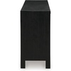 image:imageSignature Design by Ashley Cliffiings Contemporary 4Door Accent Cabinet with 2 Shelves Woven Cane Door Fronts Black amp Light Brown