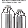 image:imageSignature Design by Ashley Diedrick Rustic Lantern Set of 2 IndoorOutdoor Galvanized Metal Antiqued Finish Glass Shade Holds 3 in Pillar Candles Not Included 19 amp17 Gray and BlackRustic