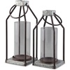 image:imageSignature Design by Ashley Diedrick Rustic Lantern Set of 2 IndoorOutdoor Galvanized Metal Antiqued Finish Glass Shade Holds 3 in Pillar Candles Not Included 19 amp17 Gray and BlackRustic
