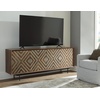 image:imageSignature Design by Ashley Dreggan Casual Diamond Patterned 4Door Accent Cabinet with 2 Shelves and Cord Management Dark Brown amp Gray