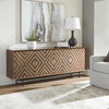 image:imageSignature Design by Ashley Dreggan Casual Diamond Patterned 4Door Accent Cabinet with 2 Shelves and Cord Management Dark Brown amp Gray