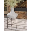 image:imageSignature Design by Ashley Estonbank Vase Distressed Cream Metal Floor Vase with Espresso Brown Stand for Faux Florals amp Seasonal Indoor Outdoor Decor 1413 W x 1413 D x 285 H1413 W x 1413 D x 28 H
