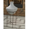 image:imageSignature Design by Ashley Estonbank Vase Distressed Cream Metal Floor Vase with Espresso Brown Stand for Faux Florals amp Seasonal Indoor Outdoor Decor 1413 W x 1413 D x 285 H1525 W x 1525 D x 35 H