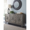image:imageSignature Design by Ashley Fair Ridge Boho Hand Carved Wood Accent Cabinet or TV Stand Dark Gray